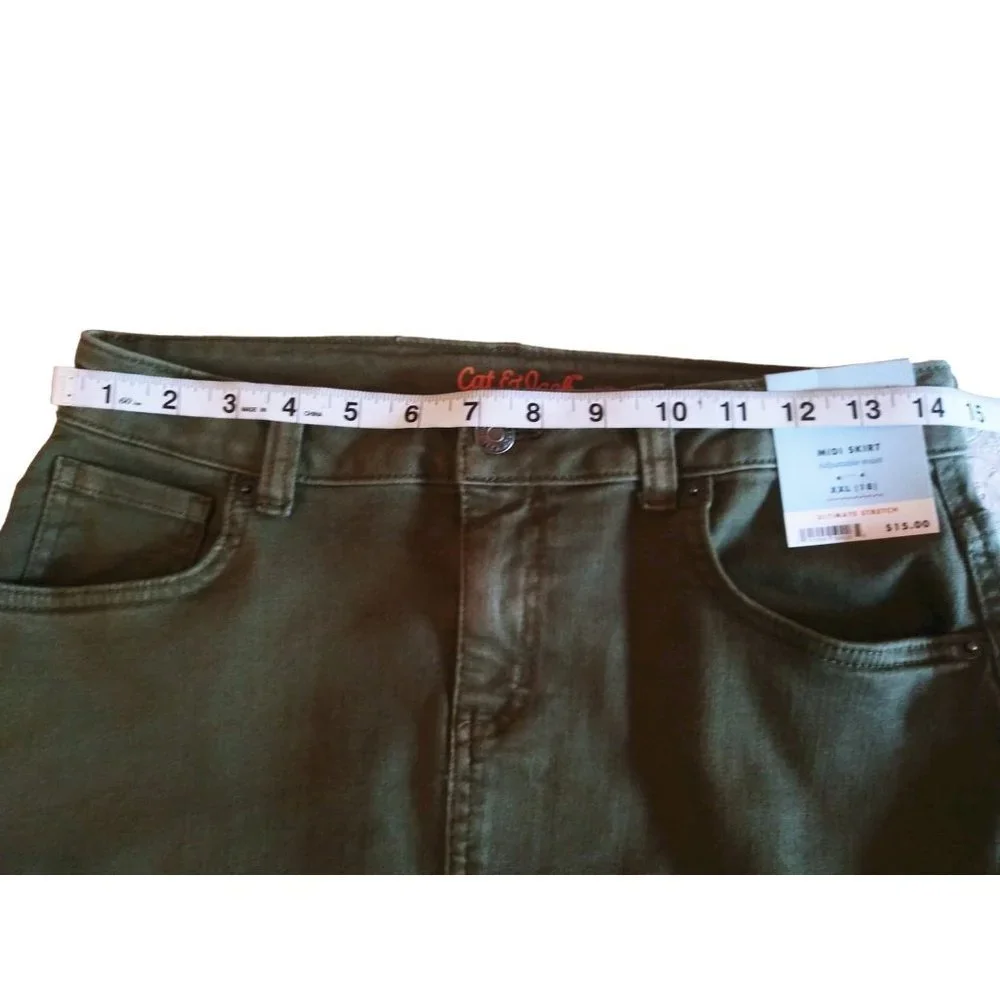 NWT Girls' Cat & Jack Midi Cargo‎ Jean Skirt Adjustable Waist SIZE XXL 18